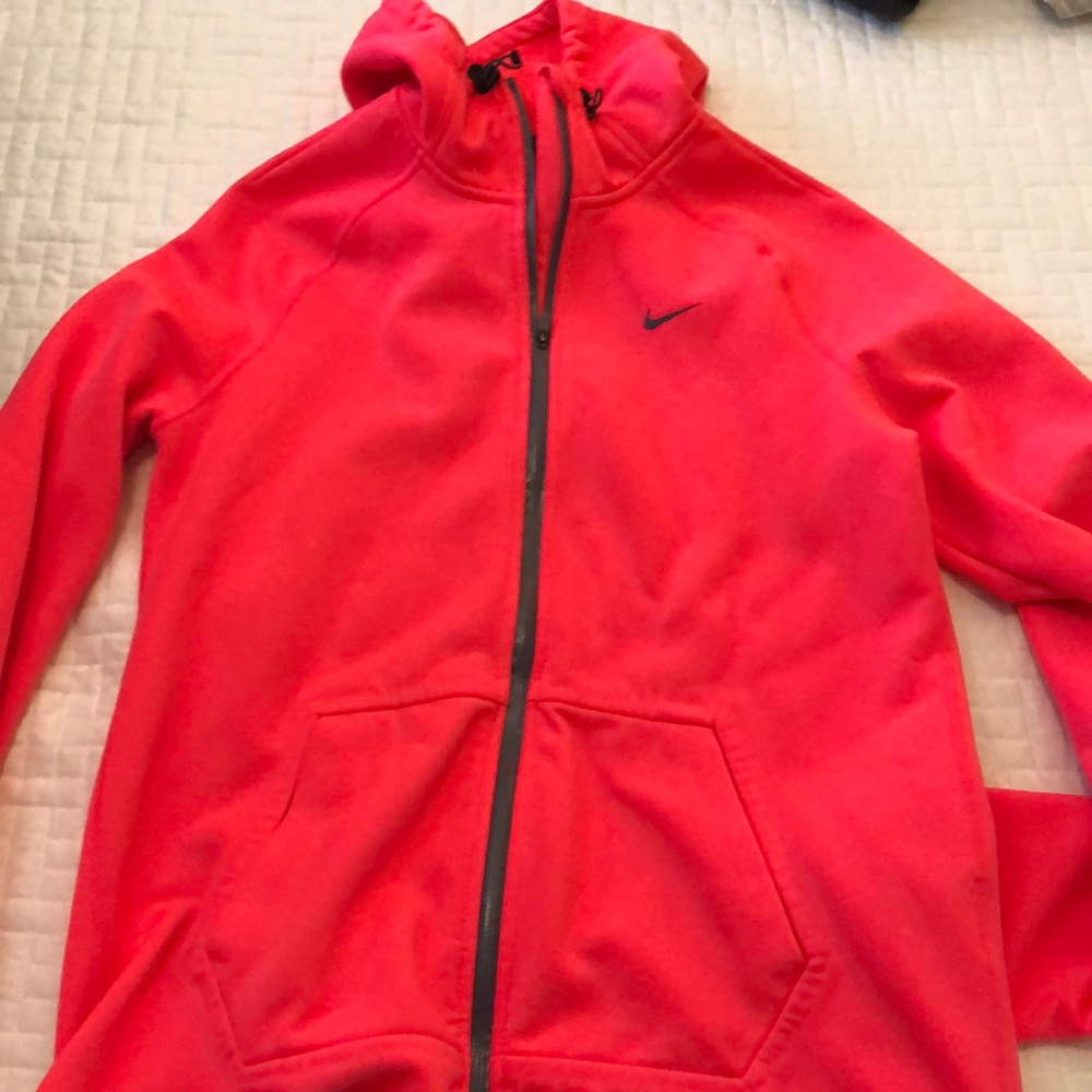 Nike neon coral fleece/Dri fit jacket